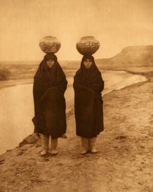Zuni girls at the river